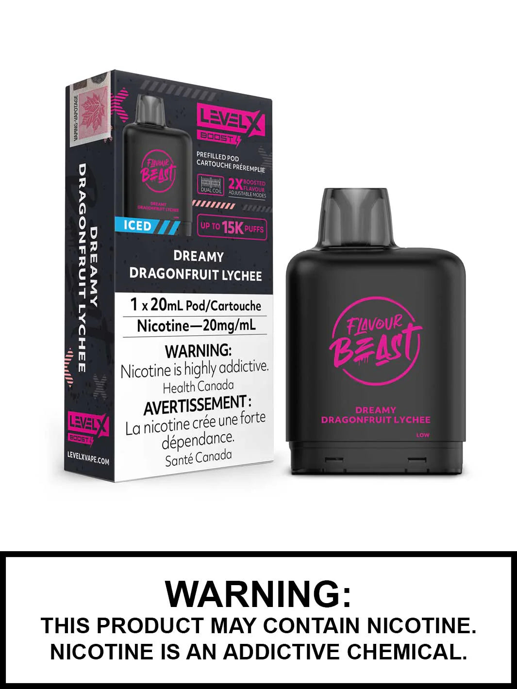 FLAVOUR BEAST LEVEL X REPLACEMENT POD 20ML 15000 PUFF - Dreamy Dragonfruit Lychee