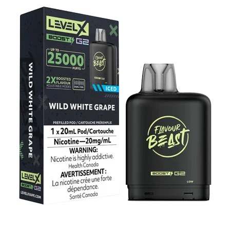 FLAVOUR BEAST LEVEL X REPLACEMENT POD 20ML 25K - Wild White Grape