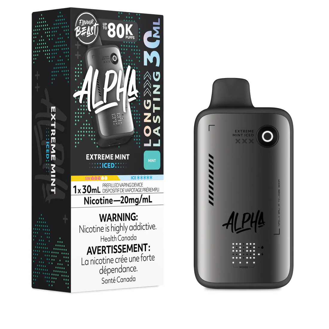 Flavour Beast Alpha 80K Puffs Disposable - Extreme Mint Iced