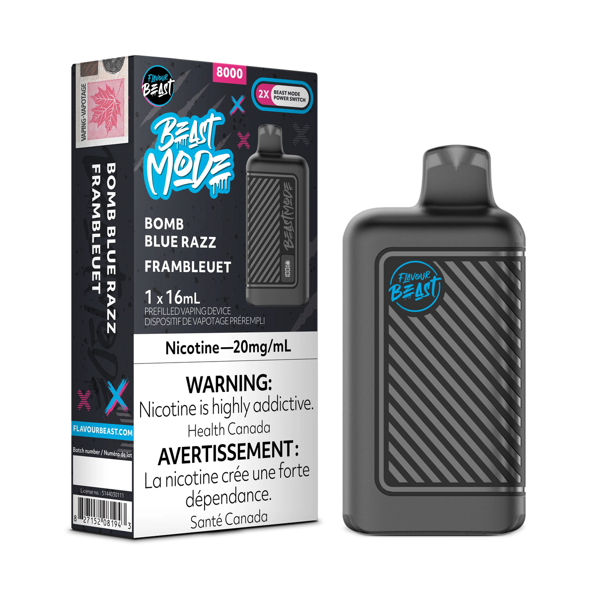 Flavour Beast Mode 8000 Puffs Disposable - Bomb Blue Razz