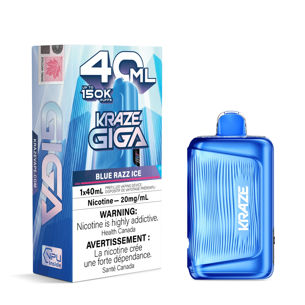 KRAZE Mega 150K/40ml Disposable Vape - Blue Razz Ice