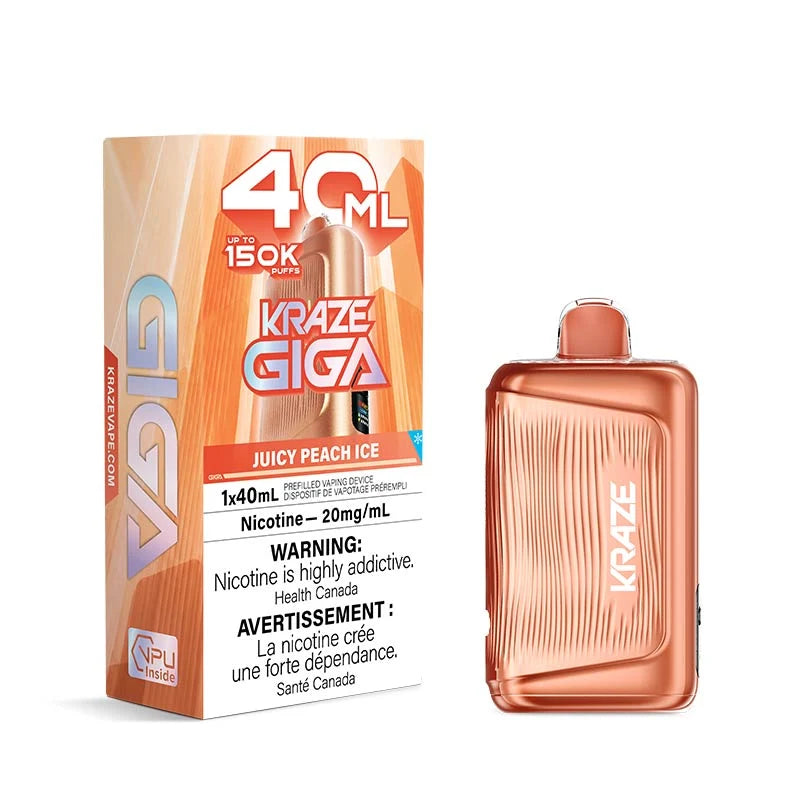 KRAZE Mega 150K/40ml Disposable Vape - Juicy Peach Ice