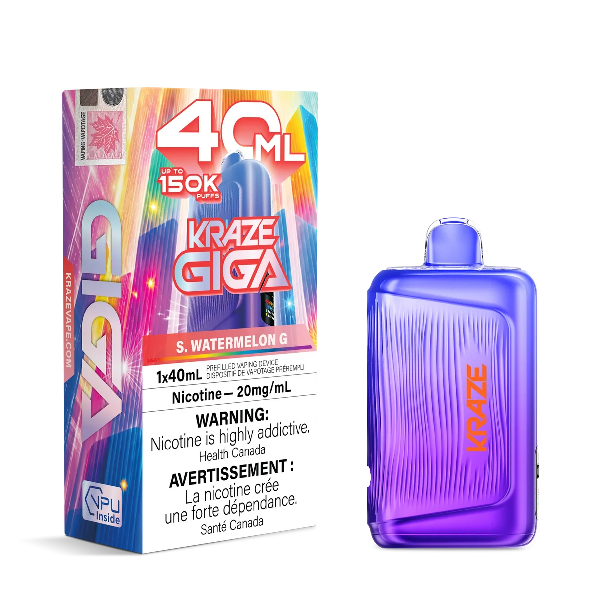 KRAZE Mega 150K/40ml Disposable Vape - Sour Watermelon G