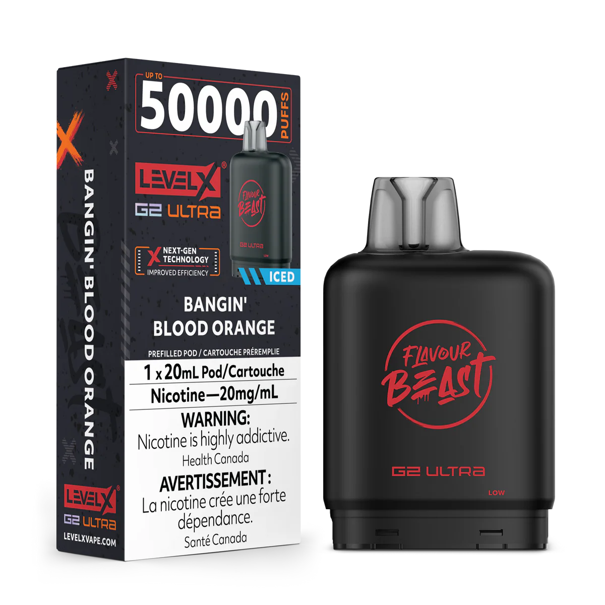 FLAVOUR BEAST LEVEL X G2 REPLACEMENT POD 20ML 50K - Bangin' Blood Orange