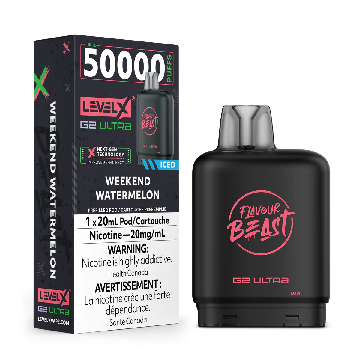 FLAVOUR BEAST LEVEL X G2 REPLACEMENT POD 20ML 50K - Weekend Watermelon