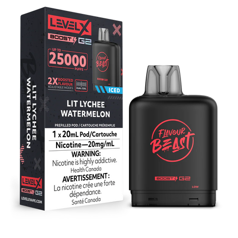 FLAVOUR BEAST LEVEL X REPLACEMENT POD 20ML 25K - Lit Lychee Watermelon