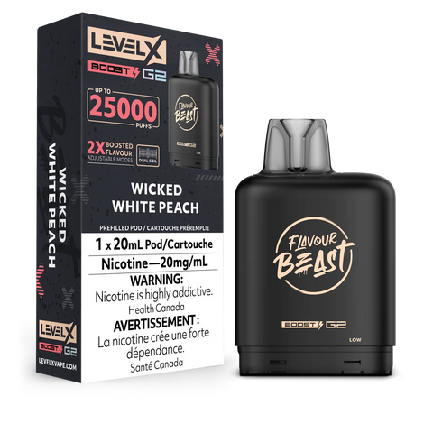 FLAVOUR BEAST LEVEL X REPLACEMENT POD 20ML 25K - Wicked White Peach
