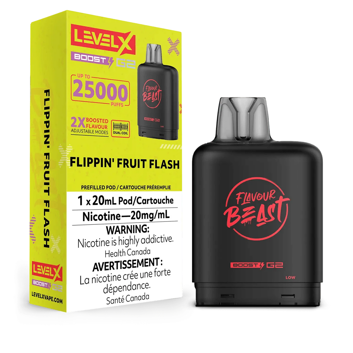 FLAVOUR BEAST LEVEL X REPLACEMENT POD 20ML 25K - Flippin' Fruit Flash