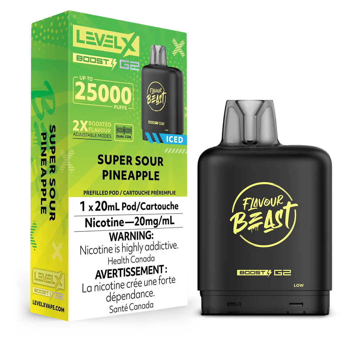 FLAVOUR BEAST LEVEL X REPLACEMENT POD 20ML 25K - Super Sour Pineapple