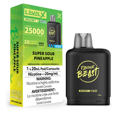 FLAVOUR BEAST LEVEL X REPLACEMENT POD 20ML 25K - Super Sour Pineapple