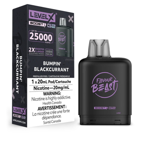 FLAVOUR BEAST LEVEL X REPLACEMENT POD 20ML 25K - Bumpin' Blackcurrant