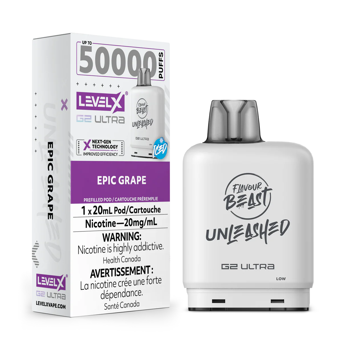 FLAVOUR BEAST LEVEL X G2 REPLACEMENT POD 20ML 50K - Epic Grape