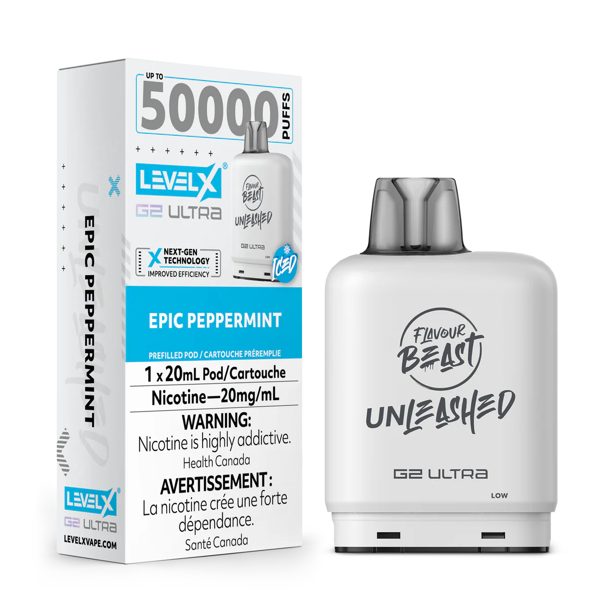 FLAVOUR BEAST LEVEL X G2 REPLACEMENT POD 20ML 50K - Epic Peppermint