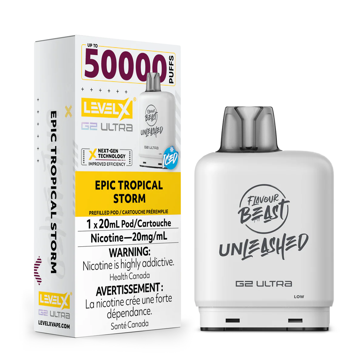 FLAVOUR BEAST LEVEL X G2 REPLACEMENT POD 20ML 50K - Epic Tropical Storm