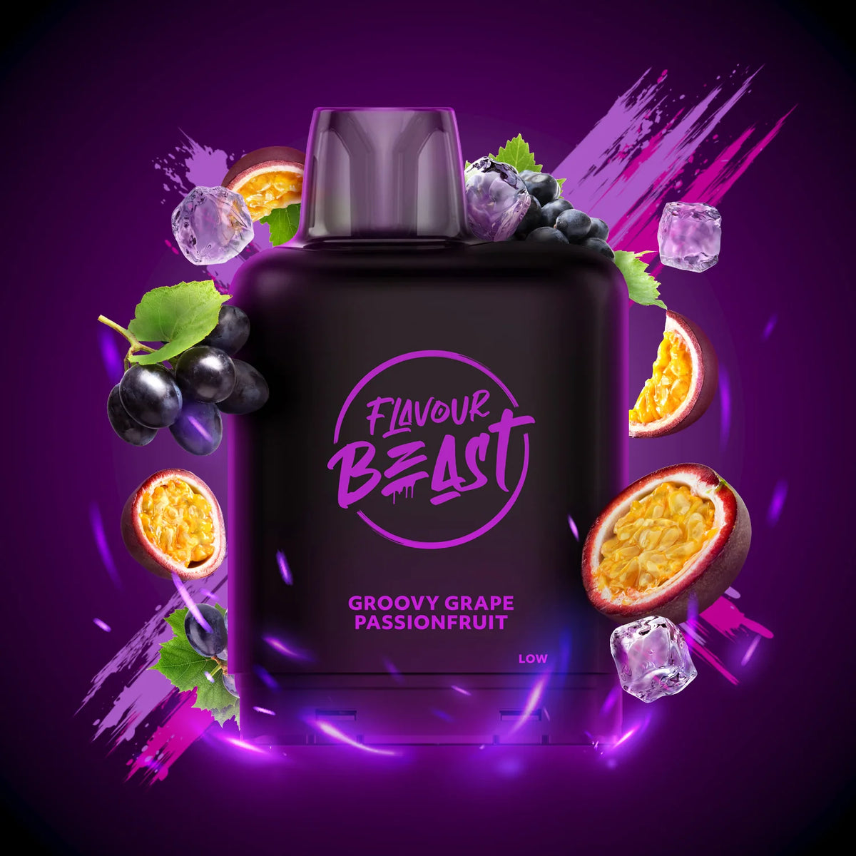 FLAVOUR BEAST LEVEL X REPLACEMENT POD 20ML 50K - Groovy Grape Passion Fruit