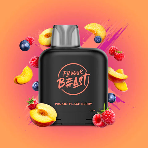 FLAVOUR BEAST LEVEL X REPLACEMENT POD 14ML 7000 PUFF - Packin' Peach Berry