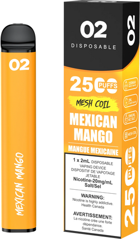 O2 Disposable 2500 Puffs - Mexican Mango