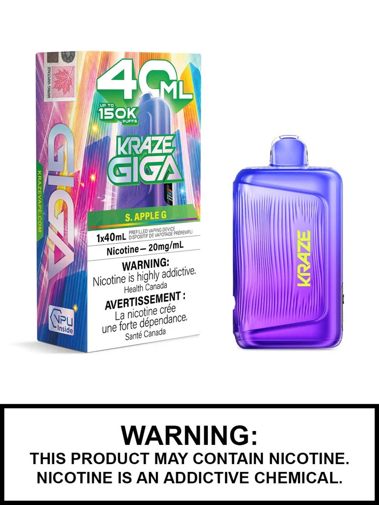 KRAZE Mega 150K/40ml Disposable Vape - Sour Apple G