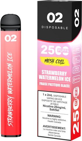 O2 Disposable 2500 Puffs - Strawberry Watermelon Ice