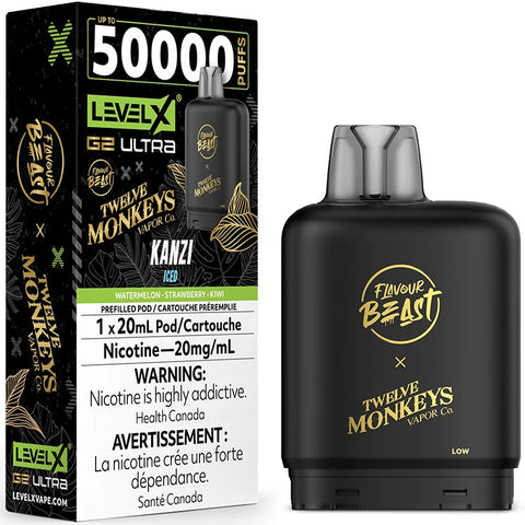 FLAVOUR BEAST LEVEL X G2 REPLACEMENT POD 20ML 50K - Kanzi Iced