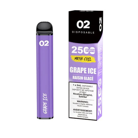 O2 Disposable 2500 Puffs - Grape Ice