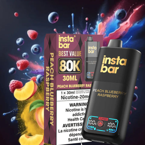 Insta bar 30ml 80K Puff Disposable - Peach Blueberry Raspberry