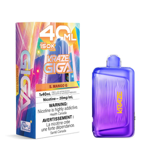 KRAZE Mega 150K/40ml Disposable Vape - Sour Mango G