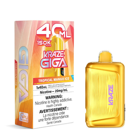 KRAZE Mega 150K/40ml Disposable Vape - Tropical Mango Ice