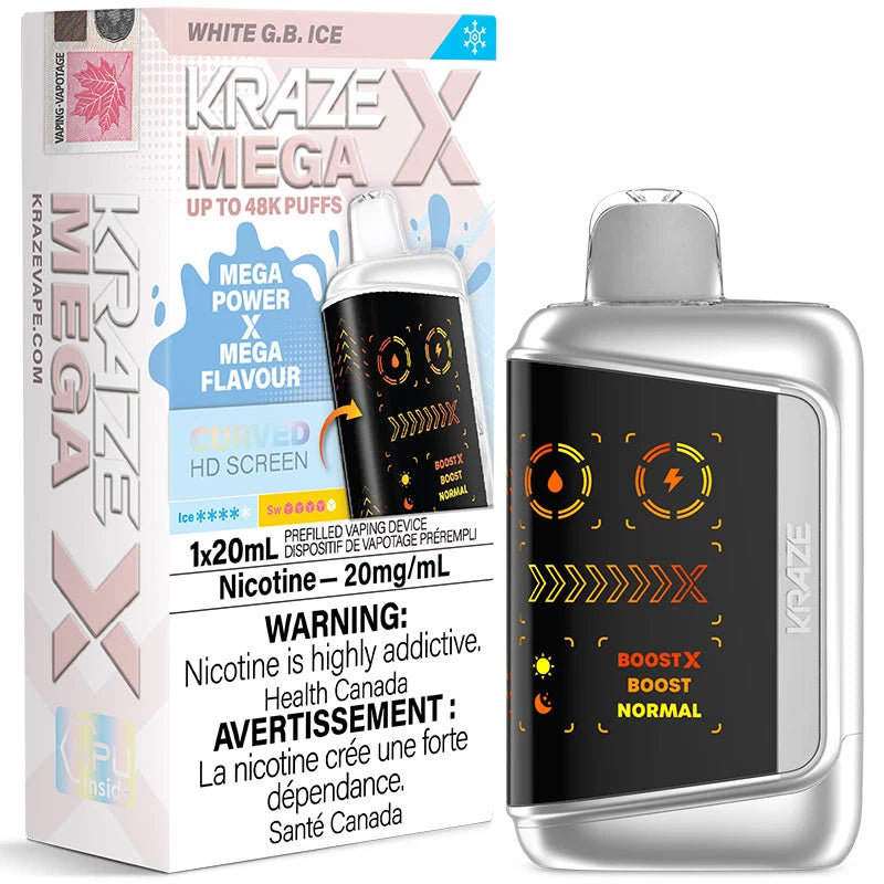 KRAZE Mega 48K Disposable Vape - White G.B. Ice