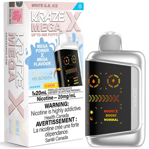 KRAZE Mega 48K Disposable Vape - White G.B. Ice