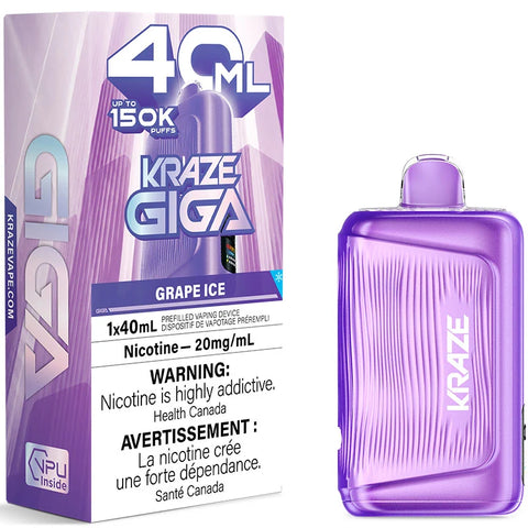 KRAZE Mega 150K/40ml Disposable Vape - Grape Ice
