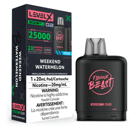 FLAVOUR BEAST LEVEL X REPLACEMENT POD 20ML 25K - Weekend Watermelon