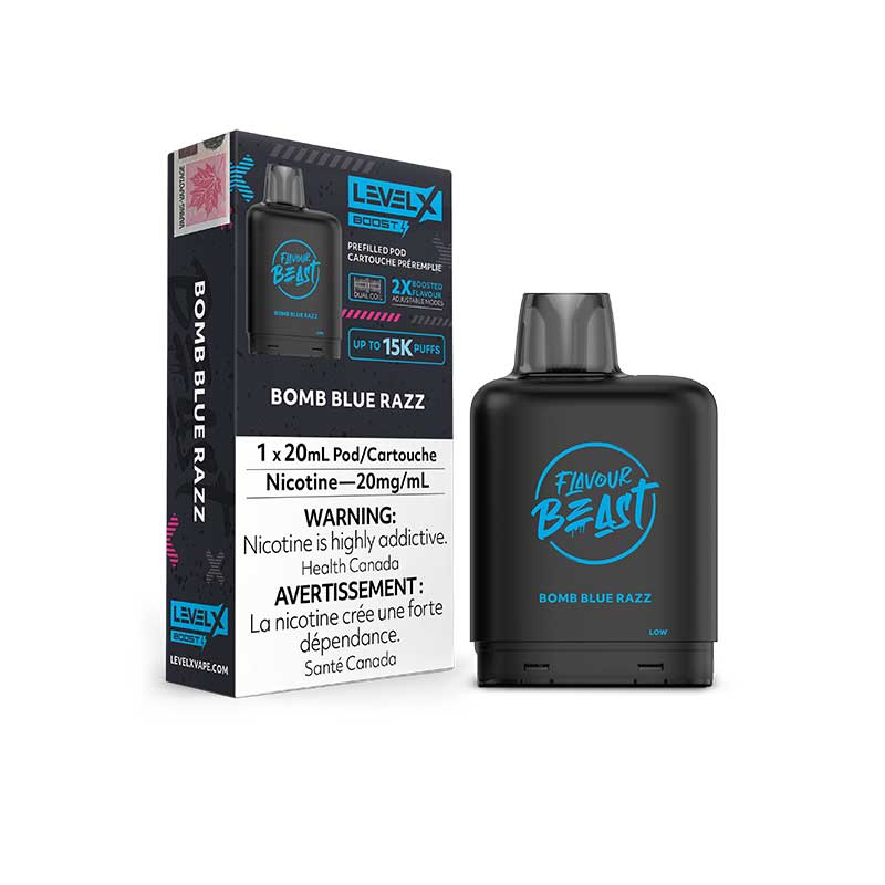 FLAVOUR BEAST LEVEL X REPLACEMENT POD 20ML 15000 PUFF - Bomb Blue Razz